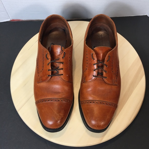 Allen Edmonds Benton 3448 Cap Toe Oxford Shoes Mens 11C Cognac Leather Vibram - Picture 4 of 10